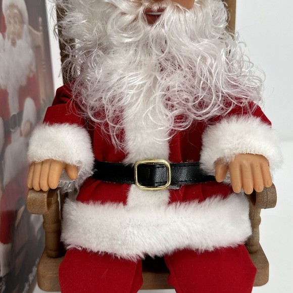 Christmas Santa Claus in Rocking Chair 16" TALL, MUSIC Sings Jingle Bells 1991 - Picture 8 of 13